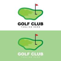 vetor ícone logotipo bola de golfe, taco e golfe. jogos ao ar livre, ilustração do conceito retrô