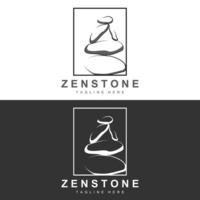 design de logotipo de pedra de equilíbrio, pedra de terapia vetorial, pedra de massagem, pedra quente e zenstone, ilustração de marca de produto vetor