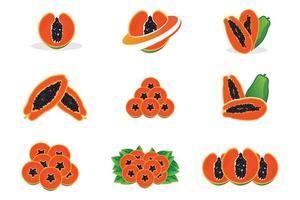 design de logotipo de mamão, vetor de frutas vitamínicas, ícone de ilustração de marca de produtos de frutas
