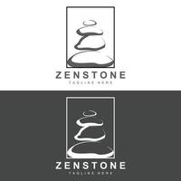 design de logotipo de pedra de equilíbrio, pedra de terapia vetorial, pedra de massagem, pedra quente e zenstone, ilustração de marca de produto vetor