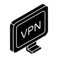 sólido Projeto ícone do vpn vetor