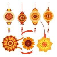 conjunto de rakhi, raksha bandhan, tradição cultural hindu celebração festival da Índia vetor