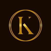 elegante inicial k dourado círculo logotipo vetor