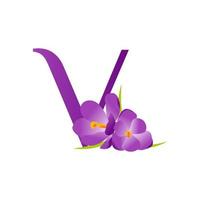 inicial v flor logotipo vetor