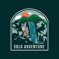 vetor caminhada aventura logotipo, emblema logotipo