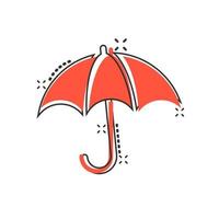 ícone de guarda-chuva em estilo cômico. guarda-sol vector cartoon ilustração sobre fundo branco isolado. efeito de respingo de conceito de negócio umbel.