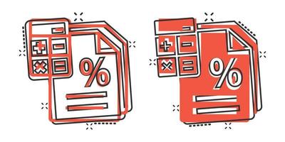 ícone de pagamento de impostos em estilo cômico. orçamento fatura cartoon ilustração vetorial sobre fundo branco isolado. calcule o conceito de negócio de efeito de respingo de documento. vetor