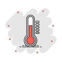 ícone de termômetro de vetor em estilo cômico. pictograma de ilustração de sinal de gol. conceito de efeito de respingo de negócios de termômetro.