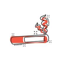 ícone de cigarro em estilo cômico. fumaça ilustração vetorial dos desenhos animados no fundo branco isolado. conceito de negócio de efeito de respingo de nicotina. vetor