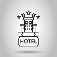 hotel 5 estrelas placa ícone dentro plano estilo. Pousada construção vetor ilustração em branco isolado fundo. Hostel quarto o negócio conceito.