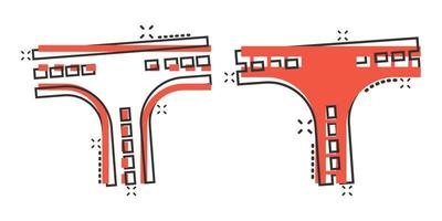 ícone de encruzilhada em estilo cômico. estrada direção navegação ilustração vetorial dos desenhos animados no fundo branco isolado. localize o conceito de negócio de efeito de respingo de posição de pino. vetor