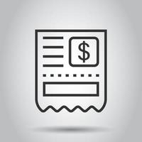 ícone de verificação de dinheiro em estilo simples. ilustração em vetor talão de cheques em fundo branco isolado. conceito de negócio de voucher de finanças.