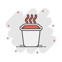 café, ícone da xícara de chá em estilo cômico. pictograma de ilustração de desenho vetorial de caneca de café. beba o efeito de respingo do conceito de negócio. vetor