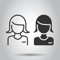 ícone de rosto de mulher em estilo simples. as pessoas vector a ilustração sobre fundo branco. conceito de negócio de parceria.