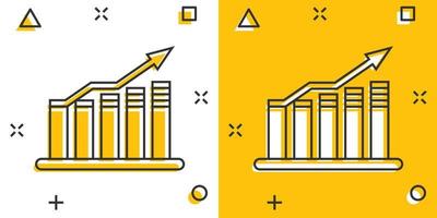 ícone gráfico gráfico em estilo cômico. seta crescer ilustração vetorial dos desenhos animados sobre fundo branco isolado. conceito de negócio de efeito de respingo de análise. vetor