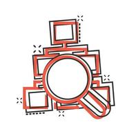 ícone do diagrama de hierarquia em estilo cômico. estrutura pesquisa ilustração vetorial dos desenhos animados no fundo branco isolado. conceito de negócio de efeito de respingo de fluxo de trabalho de organização. vetor