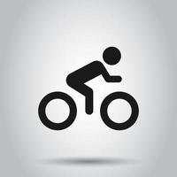 pessoas em bicicleta placa ícone dentro plano estilo. bicicleta vetor ilustração em isolado fundo. homens ciclismo o negócio conceito.