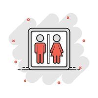 ícone de homem e mulher de desenho vetorial em estilo cômico. as pessoas assinam pictograma de ilustração. conceito de efeito de respingo de negócios de banheiro wc. vetor