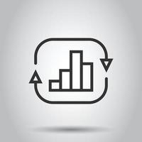 crescente ícone de gráfico de barras em estilo simples. aumentar a ilustração em vetor seta no fundo branco isolado. conceito de negócio de progresso infográfico.