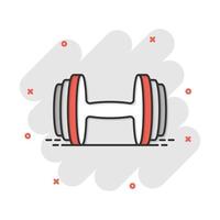 ícone do ginásio de fitness de halteres de desenho vetorial em estilo cômico. pictograma de ilustração do conceito de barra. conceito de efeito de respingo de negócios de esporte de musculação. vetor