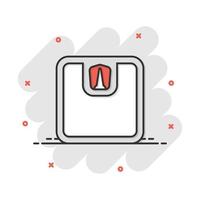 ícone de pesador de balança de banheiro de desenho vetorial em estilo cômico. pictograma de ilustração de sinal de pesador. equilibrar o conceito de efeito de respingo de negócios. vetor
