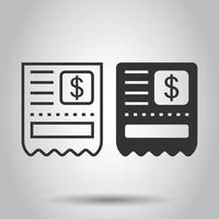 ícone de verificação de dinheiro em estilo simples. ilustração em vetor talão de cheques em fundo branco isolado. conceito de negócio de voucher de finanças.