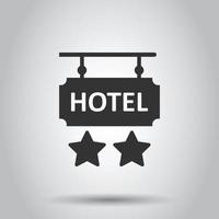 ícone de sinal de hotel 2 estrelas em estilo simples. ilustração em vetor pousada em fundo branco isolado. conceito de negócio de informação de quarto de albergue.