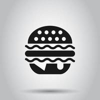 hamburguer placa ícone dentro plano estilo. Hamburger vetor ilustração em isolado fundo. Hamburguer de queijo o negócio conceito.