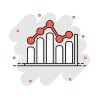 ícone de gráfico de negócios de desenho vetorial em estilo cômico. pictograma de ilustração de sinal de gráfico. conceito de efeito de respingo de negócios de diagrama. vetor