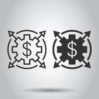 ícone de receita de dinheiro em estilo simples. ilustração em vetor moeda dólar em fundo branco isolado. conceito de negócio de estrutura financeira.