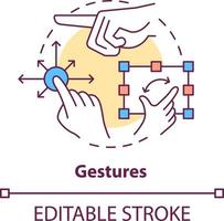 gestos conceito ícone. comportamental medição abstrato idéia fino linha ilustração. mão movimentos reconhecimento. isolado esboço desenho. editável acidente vascular encefálico vetor