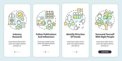 quão para identificar tendências onboarding Móvel aplicativo tela. gestão passo a passo 4 passos editável gráfico instruções com linear conceitos. interface do usuário, ux, gui modelo vetor