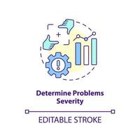 determinar problemas gravidade conceito ícone. Avaliação usabilidade imperfeições. identificar solução abstrato idéia fino linha ilustração. isolado esboço desenho. editável acidente vascular encefálico vetor