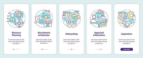 isto pessoal processo onboarding Móvel aplicativo tela. recrutamento passo a passo 5 passos editável gráfico instruções com linear conceitos. interface do usuário, ux, gui modelo vetor