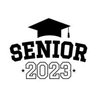Senior 2023 com graduação boné silhueta Projeto em branco fundo vetor