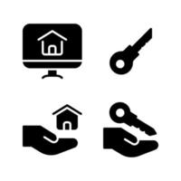 real Estado ícones definir. monitor, chave, hipoteca, propriedade. perfeito para local na rede Internet Móvel aplicativo, aplicativo ícones, apresentação, ilustração e qualquer de outros projetos vetor