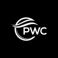 pwc carta logotipo Projeto em Preto fundo. pwc criativo círculo logotipo. pwc iniciais carta logotipo conceito. pwc carta Projeto. vetor