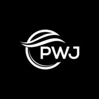 pwj carta logotipo Projeto em Preto fundo. pwj criativo círculo logotipo. pwj iniciais carta logotipo conceito. pwj carta Projeto. vetor