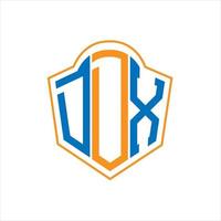 ddx abstrato monograma escudo logotipo Projeto em branco fundo. ddx criativo iniciais carta logotipo. vetor