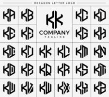 moderno hexágono k carta logotipo Projeto vetor definir. hexagonal kk k logotipo gráfico modelo.