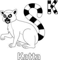 Katta animal alfabeto abc isolado coloração página k vetor