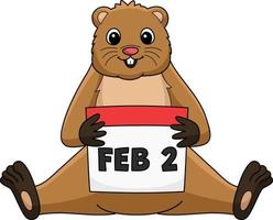 marmota segurando calendário desenho animado clipart vetor