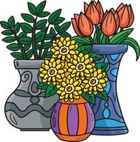 Primavera em vaso plantas desenho animado colori clipart vetor