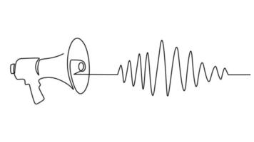 1 linha desenhando do megafone chifre sinal isolado em branco fundo vetor