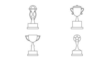 quatro troféu copos isolado em branco fundo dentro Preto branco estilo. vetor