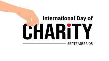 internacional dia do caridade fundo com mão aguarde caridade palavra. vetor