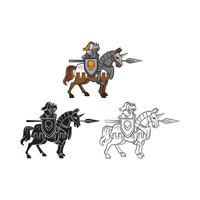 coloração livro cavaleiro cavaleiro desenho animado personagem vetor