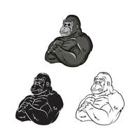 Forte gorilas ilustração coleção em branco fundo vetor