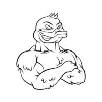 ilustração de mascote de pato forte vetor