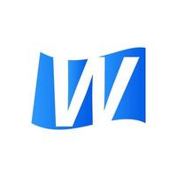 inicial W azul bandeira logotipo vetor